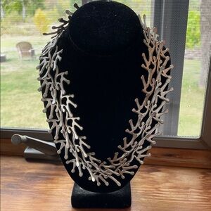 Elegant Silver Coral Necklace